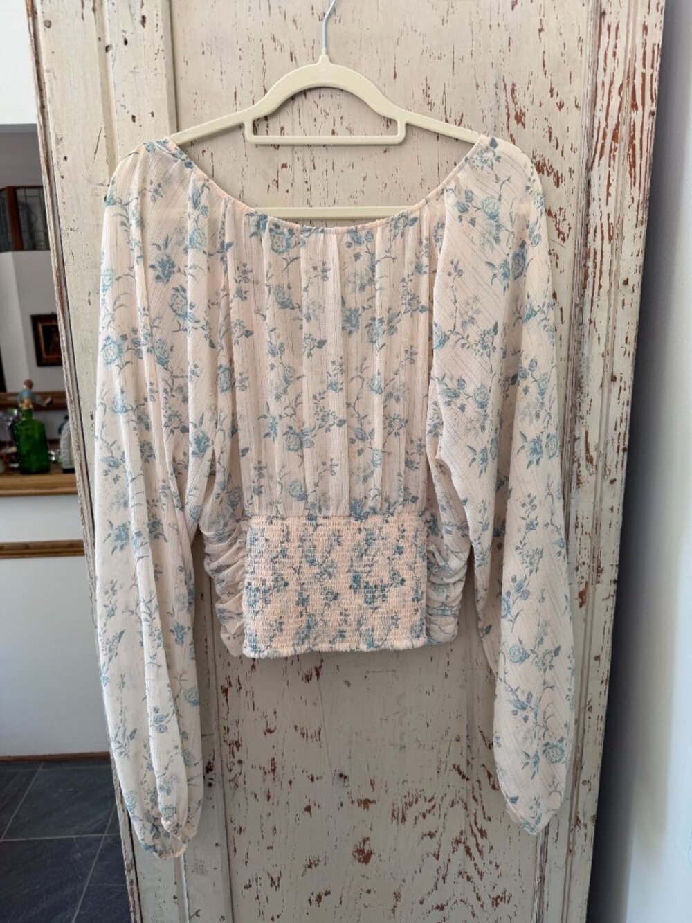 FREE PEOPLE FINAL ROSE RUCHED PRINT BLOUSE - Picture 7 of 9